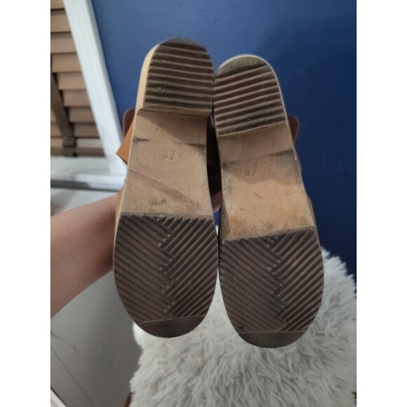 Lotta's Stockholm Swedish Comfort Womens 40 US 8.5  Wooden Clog Sandals Leather - Picture 8 of 10